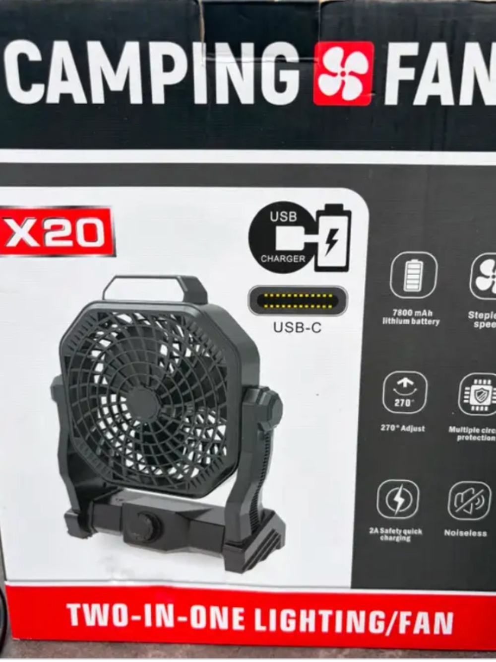 X20 Camping Two In One Lighting / Fan